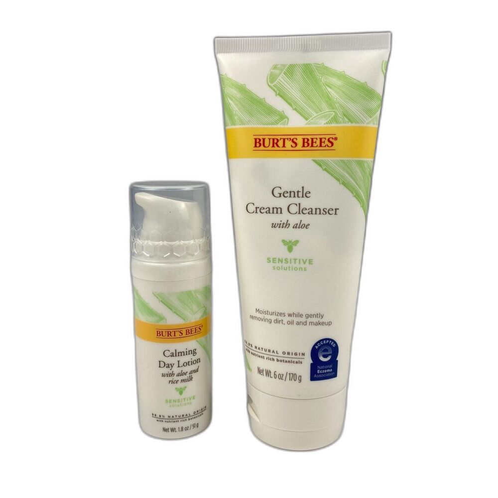 Burt's Bees Sensitive Solutions Gentle Cream Cleanser & Calming Day Lotion NEW